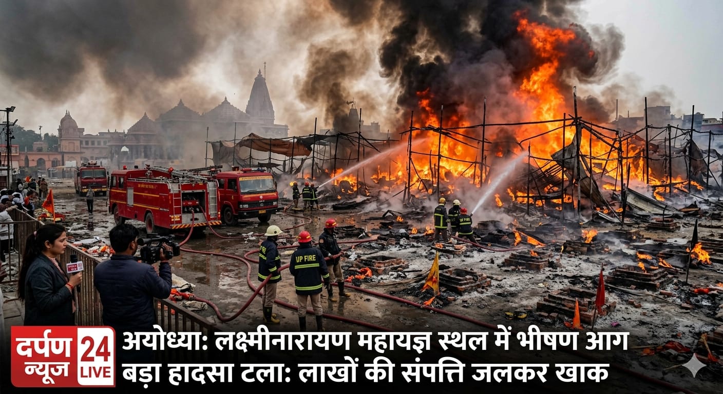 अयोध्या में यज्ञ स्थल में भीषण आग, बड़ा हादसा टला – लाखों की संपत्ति जलकर खाक