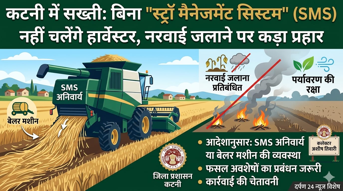 कटनी में सख्ती: अब बिना ‘स्ट्रॉ मैनेजमेंट सिस्टम’ के नहीं चलेंगे हार्वेस्टर, नरवाई जलाने पर कड़ा प्रहार